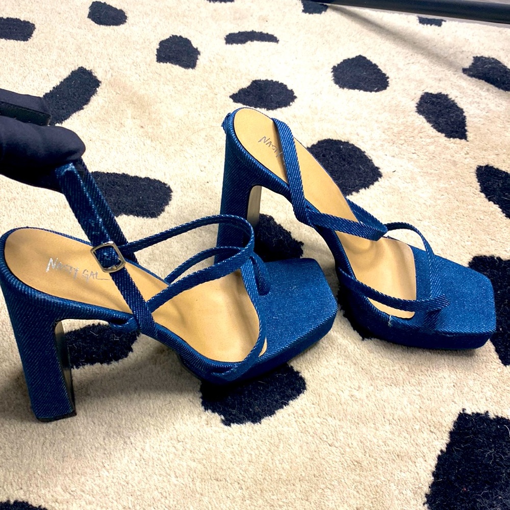 BRAND NEW | Nasty Gal | Blue Jean strappy platform heels